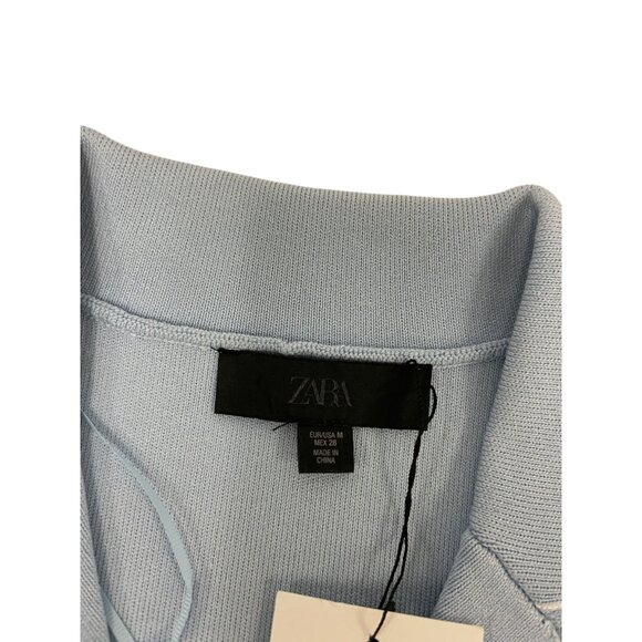 Zara Womens Blazer Jacket Size M Blue Trim Knit Sweater cardigan 4192/051 NWT - Picture 6 of 16